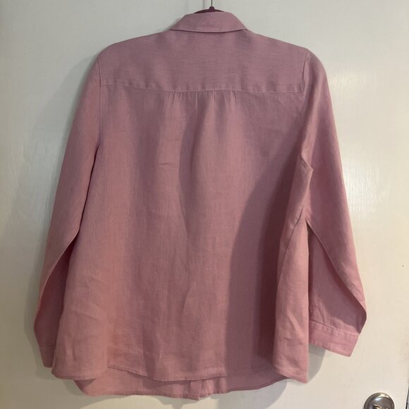 J. Jill Women's Love Linen Size M Pink Dress Shirt Button Front Long Sleeves - Picture 4 of 11